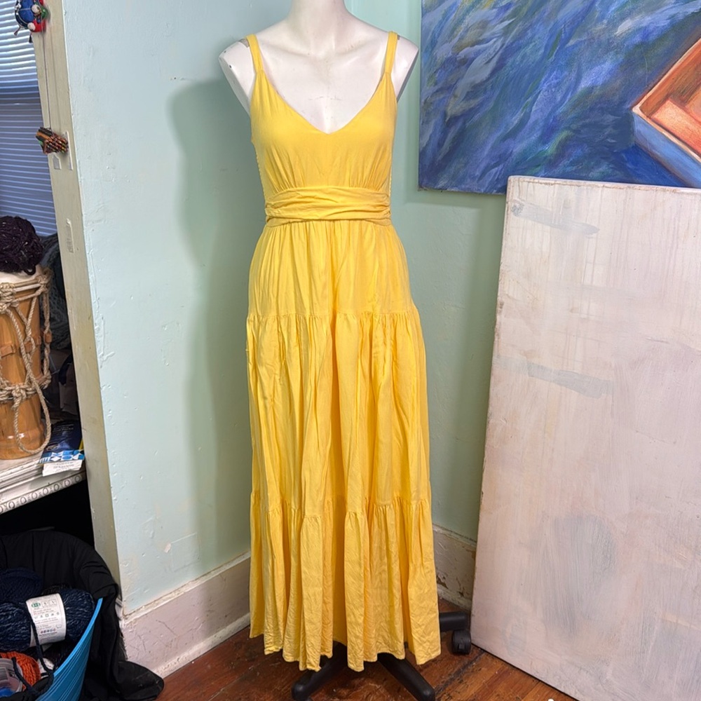 Vintage 100% cotton yellow sundress perfect condition size S - Picture 3 of 9